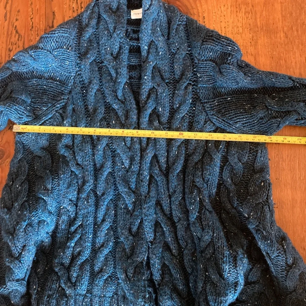 Anthropologie Teal Speckled Cable Sweater Cardigan Size S by Sleeping on Snow